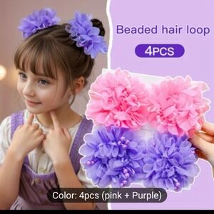 Pink and Purple Beaded Hair Loops